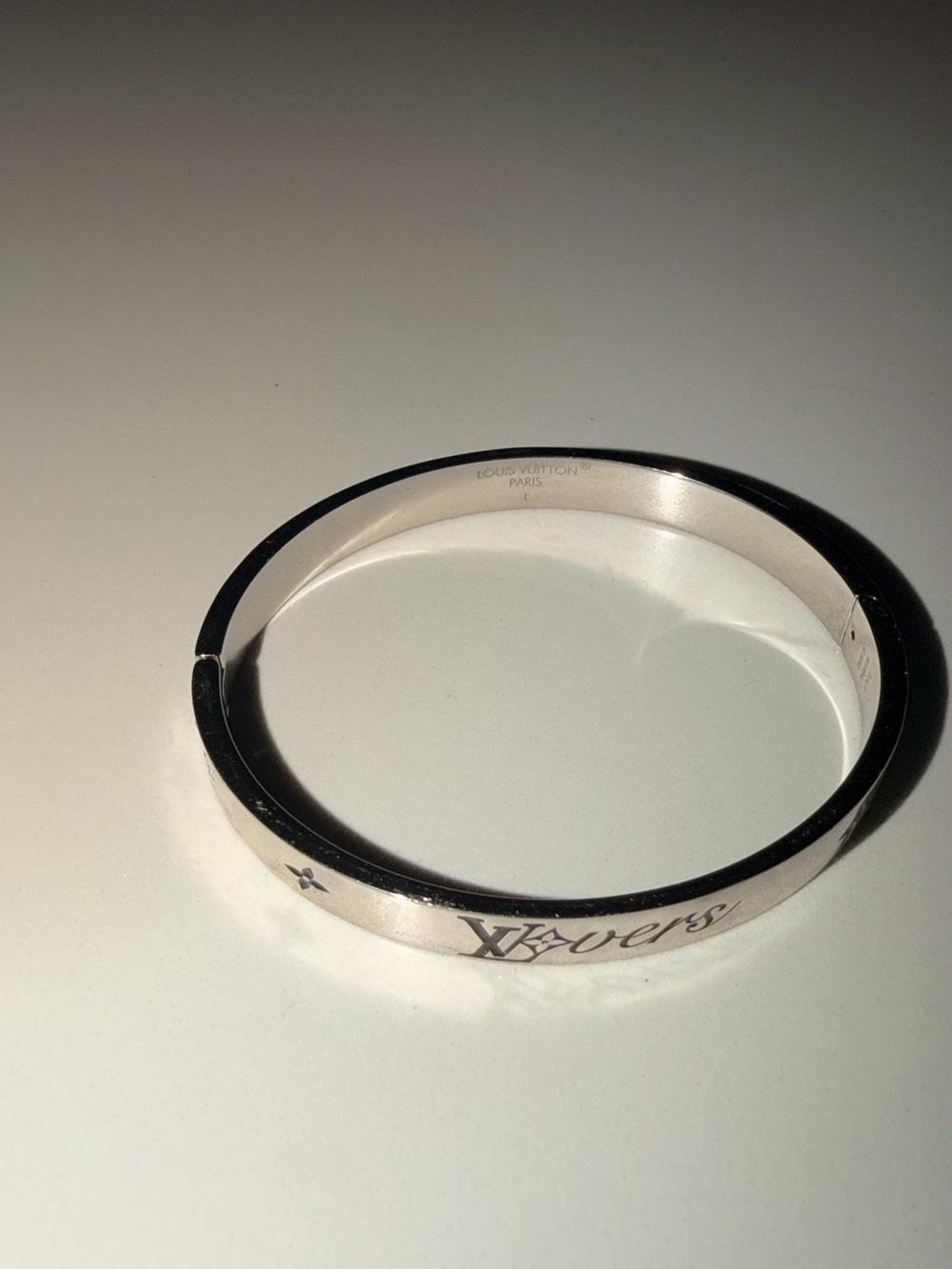 Louis Vuitton Silver-tone LV Lovers Signature Bangle